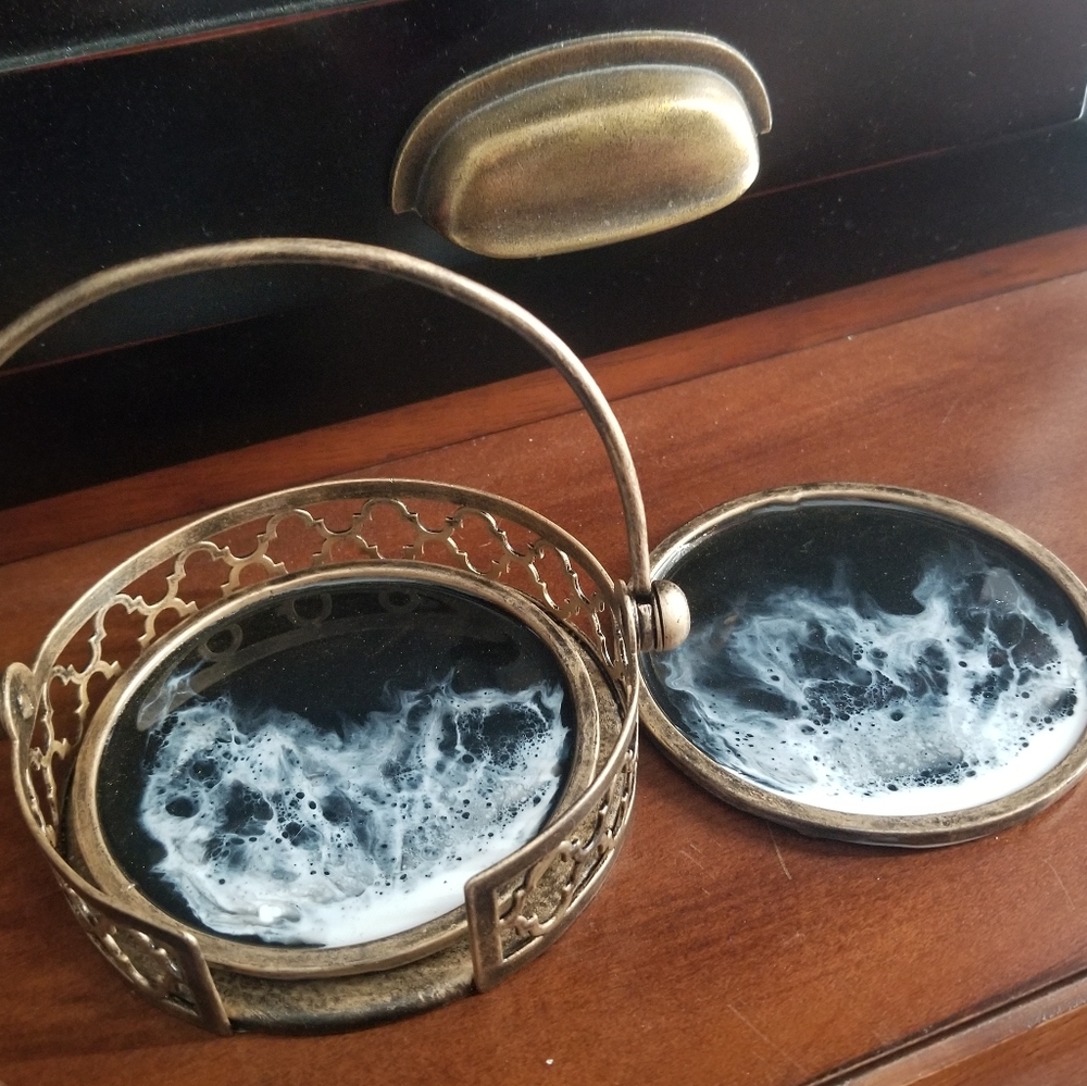 4 Ocean Coaster Set w/ Holder
